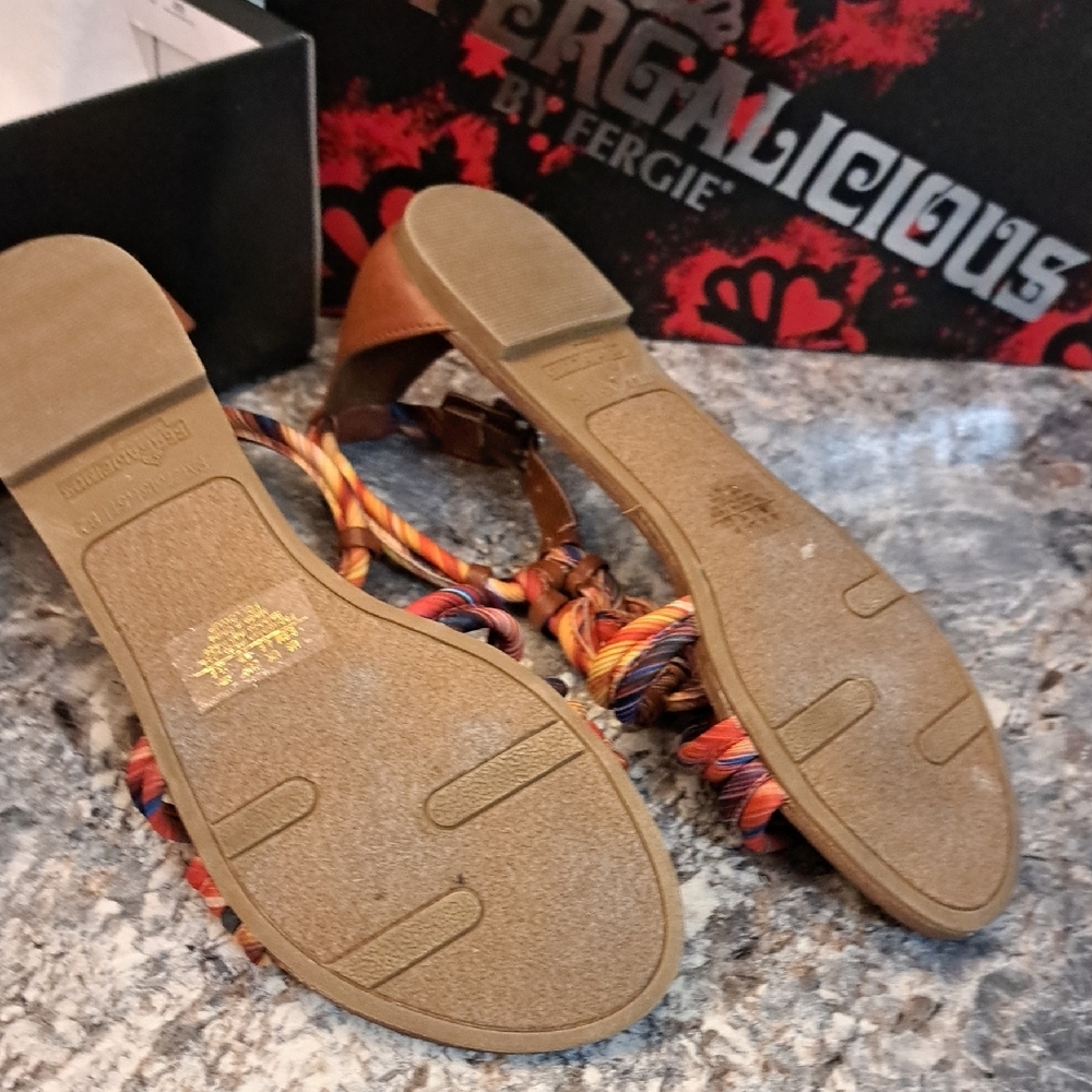 NWT Fergalicious Women's Braided Multicolor Sandals With Box - Picture 5 of 6